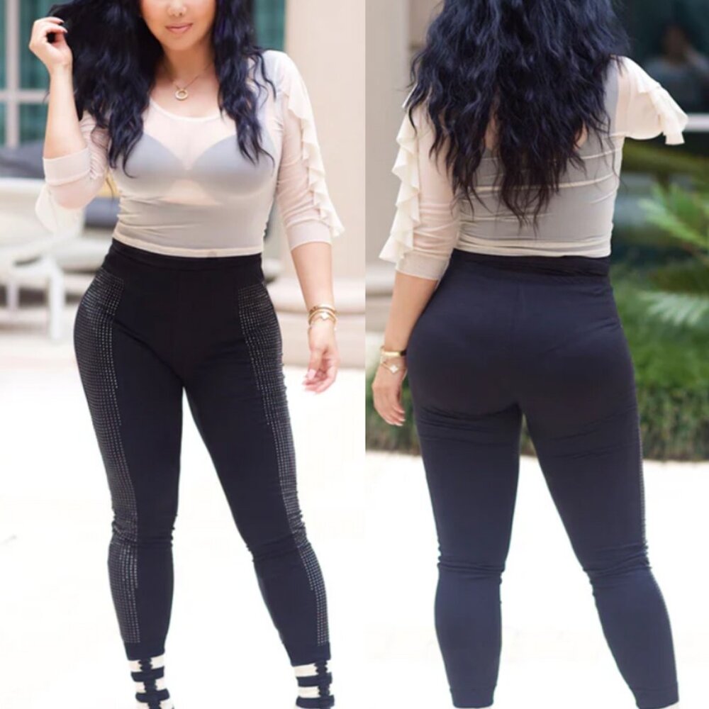 Sweetie Studded Stretchy Leggings - Black